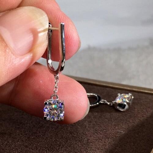 Charm Female White Zircon Hoop Earrings Classic Silver Color Wedding Earrings Trendy Bride Round Crystal Earrings For Women