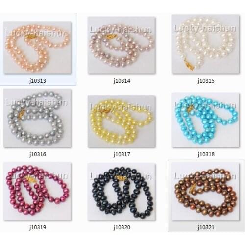 16" 6-6.5mm near round white pink purple black blue wine red coffee freshwater pearls necklace j10321