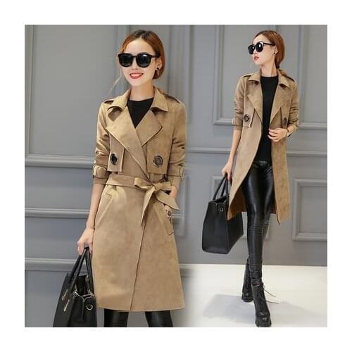 Coats Womens Winter Trench Coats Solid Plus Size Spring Autumn Suede Windreaker Female Outwear High Quality LX14
