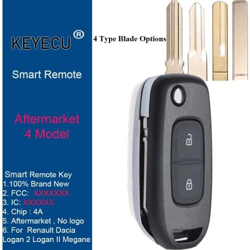 KEYECU Flip Remote Control Car Key for Renault Dacia Logan 2 Logan II 2018 2019 2020, Fob 2 Buttons - 433MHz - PCF7961M 4A Chip