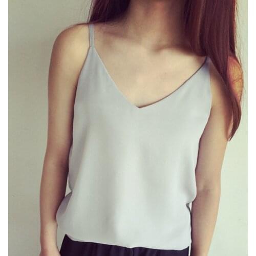 S-4xl Plus Size Tank Top Women Chiffon Blouses 2018 Summer Sleeveless Sexy V-neck Cami Casual Female Tops Vest Femme Halter Crop