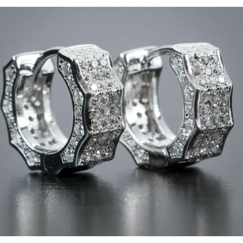 Huitan Small Mini Circle Earrings Women/Men Micro Paved Shiny CZ Personality Hoop Earrings for Party Versatile Statement Jewelry