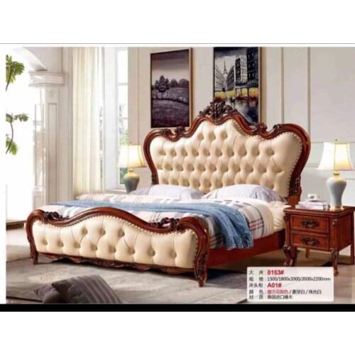 Modern european solid wood bed 2 people Fashion Carved 1.8 m beds french bedroom furniture DN2222