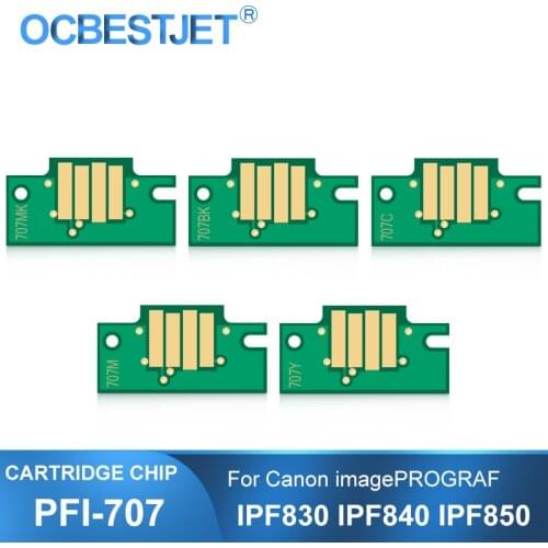PFI-707 PFI707 PFI 707 Permanent Cartridge Chip For Canon imagePROGRAF IPF830 IPF840 IPF850 Printer Reset Chips - MBK BK C M Y