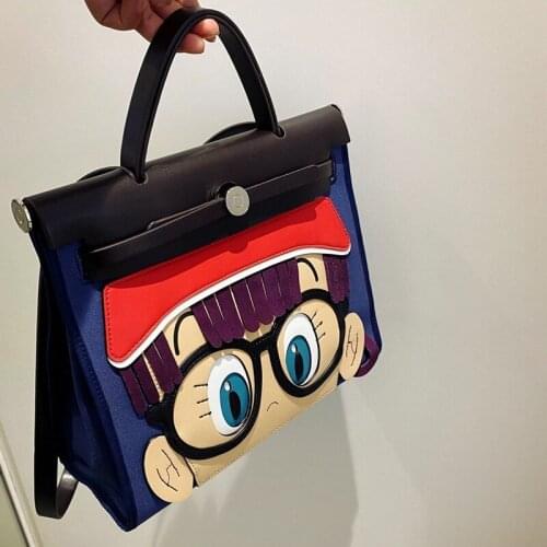 Preppy Style Vintage Ladies Satchels Appliques Cartoon Kawaii Canvas Bag Casual Single Messenger Bag Fashion Women Tote Handbag
