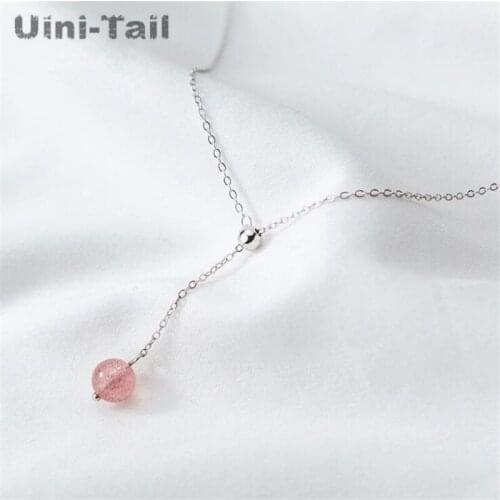 Uini-Tail hot new 925 sterling silver Korea small fresh strawberry crystal round necklace fashion sweet cute jewelry GN860