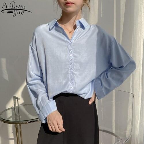 2021 Korean Fashion New Women Long Sleeve Shirts White Single Breasted Women Blouse Office Lady Tops Blusas Mujer 11580