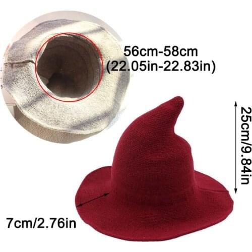 Witch Hat Wizard Kinitted-Wool Hats Adult Costume Party Accessory Halloween Masquerade Cosplay Cap Jy28 21 Dropshipping