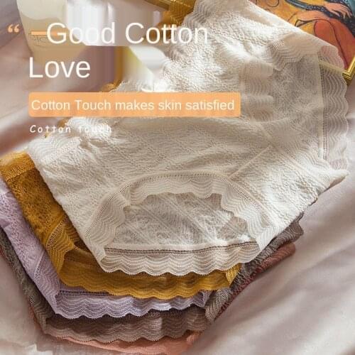 Womens Cotton Underwear Sexy Lace Panties Fashion Bow Cute Comfort Briefs Mid Waist Seamless Underpants Female Lingerie