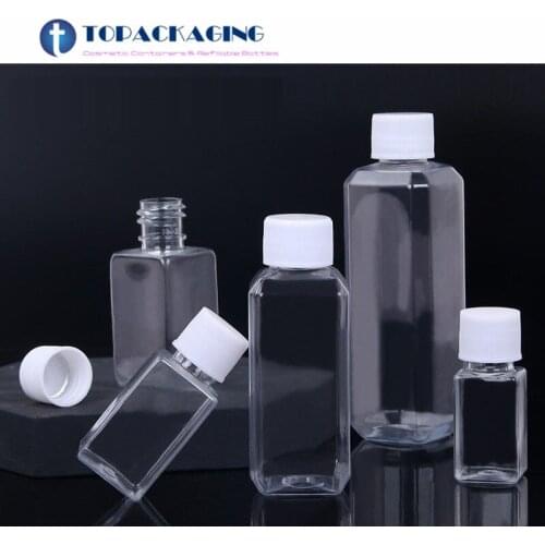 10/20/30/50/100ML Screw Cap Bottle Empty Clear Plastic Cosmetic Container Sample Shampoo Lotion Makeup Essence Oil Refillable