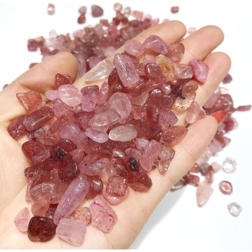100g Natural polished strawberry quartz tumbled gemstones crystal gravel stone for home decor