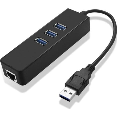 3-Port USB 3.0 Hub with RJ45 10/100/1000 Gigabit Ethernet Adapter Converter LAN Wired USB Network Adapter For Notebook