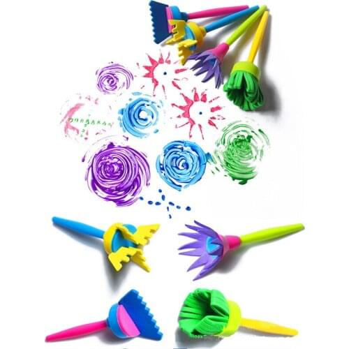 4Pcs DIY Flower Graffiti Sponge Art Supplies Brushes Kids Seal Painting Tools Funny Drawing Toys School Creative Educational Toy