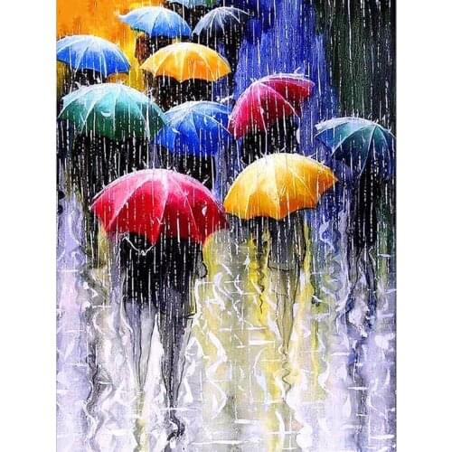 5D DIY Diamond Painting Street Full Drill Square Diamond Embroidery Rain Umbrella Mosaic Picture Of Rhinestone Home Decor Sale