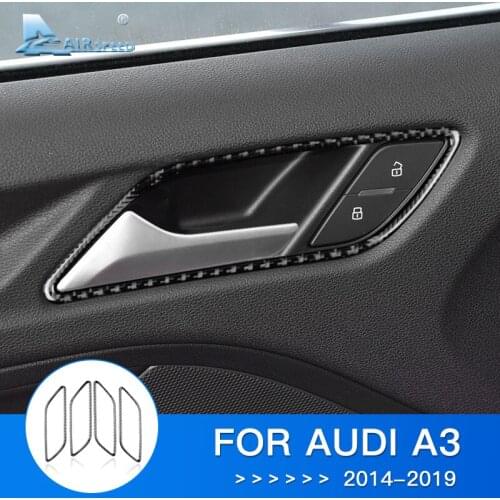 AIRSPEED Carbon Fiber for Audi A3 8V 2014 2015 2016 2017 2018 2019 Accessories Interior Trim Car Door Handle Frame Cover Sticker