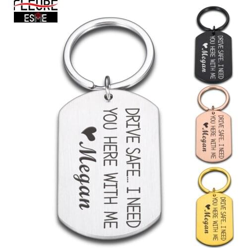 Drive Safe Customized Keychain for Car Key Fashion Persenalized Gift Keyring for Husband Father Boyfriend Couples Car Keychain