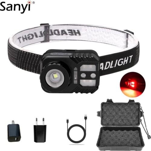 COB + XML L2 LED Headlight Headlamp USB Rechargeable Head Lamp Inductive Head Flashlight Torch Night Running Headlights Light