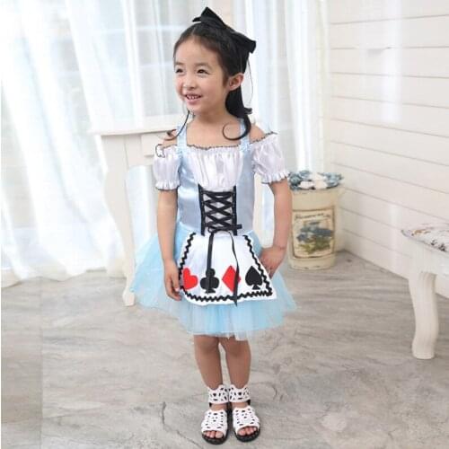 Kids Girls Alice In Wonderland Costume Story Fairytale Book Day Child Skyblue Outfit Fantasia Fancy Dress