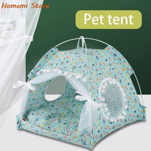 Pet Tent House Cat Bed Portable Teepee With Thick Cushion Available For Dog Puppy Bed Excursion Outdoor Indoor Tent Bed