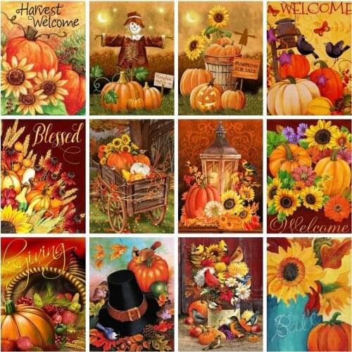 EverShine 5D DIY Diamond Painting Thanksgiving Cartoon Mosaic Diamond Embroidery Pumpkin Festival Decoration Art Gifts