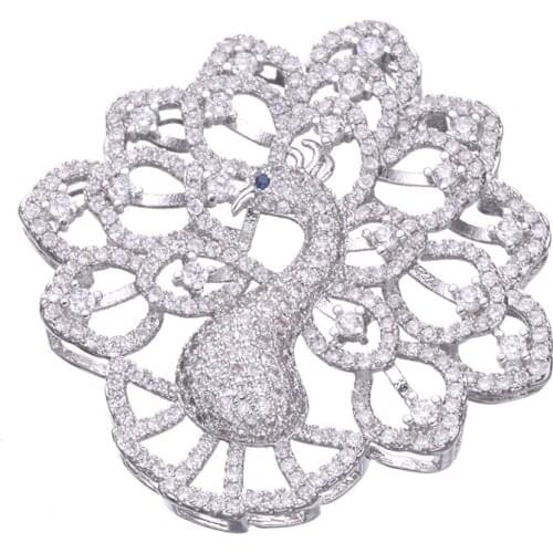 Embellishments Findings Classic Luxury Fine Jewellery Accessories Zircon Crystal Peacock Connectors For Pearl Necklace Pendants