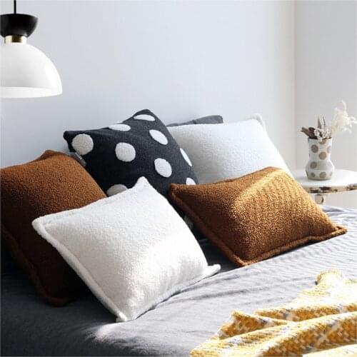 Cashmere Pillow Case Nordic Home Cafe Back Support Pillows Cover Pillowcase Nordic Caremel Black White Dots Bedding Decorative