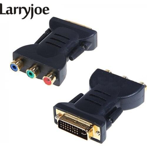 Larryjoe Gold Plated DVI Adapter DVI-I 24+5 Male to 3 RCA Component Display Adapter PC HDTV Projector Connectors