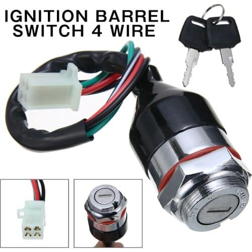 Mayitr 1pc Universal Motorcycle Ignition Barrel Key Switch 4 Wires On/Off Metal key Switches with 2 Keys for Dirt Quad Pit Bike