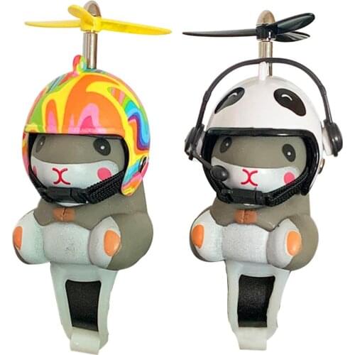 Cartoon Bicycle Bell Light, Cute Hamster with Helmet Shape Handlebar Glowing Horn for Bicycles, Motorbike, Fixed Cog