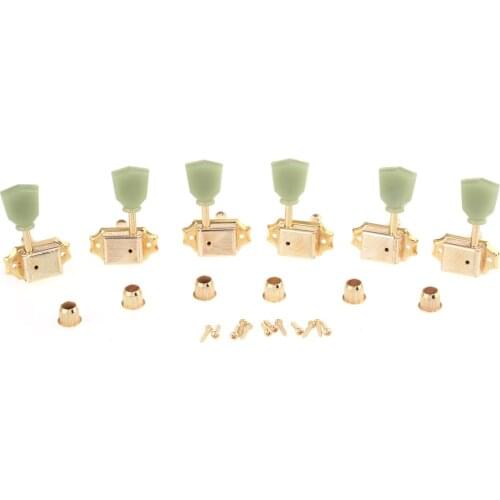 Musiclily Pro 3R3L Vintage Guitar Tuners Tuning Keys Pegs Machine Heads Set for Les Paul Style, Gold with Keystone Button