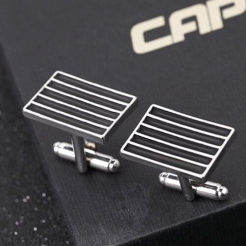 Black enamel stripes tie clip for man groove Clips Cufflinks set Business Tie Clips Unique dark Necktie wear copper Clip for man