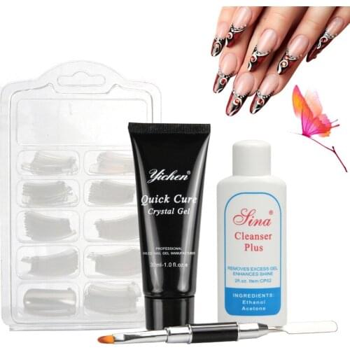 Nail Tips Extend Tool Nails Kit UV Gel French Nail Extend Builder Gel Crystal fake nails+Quick Dry Water