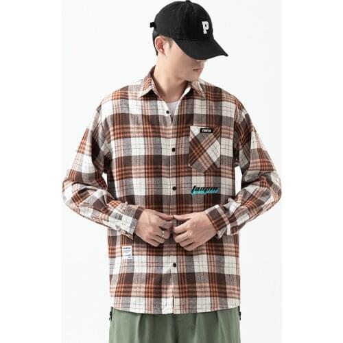 2021 New Autumn Casual Long Sleeve Plaid Shirt Men Slim Fit Cotton Men Shirt Male Clothing Turn-down Collar Tops M-5XL