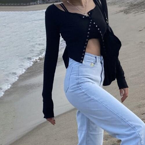 Sexy Women Shirts Long Sleeve U-neck Top Solid Casual Button Cardigan Top for Shopping Daily Wear Party Club Fashion 2020