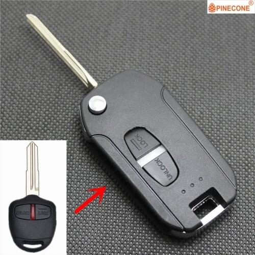 PINECONE for Mitsubishi Asx Outlander Grandis Pajero Sport 2 Buttons Car Key Uncut Blade Modified Remote Key Fob Shell Case