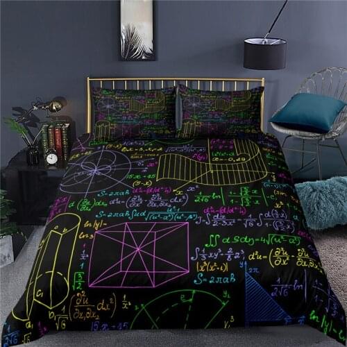 Luxury 3D Cartoon Blackboard Graffiti Print Kids Bedding Set Comfortable Duvet Cover Pillowcase Home Textile Queen and King Size