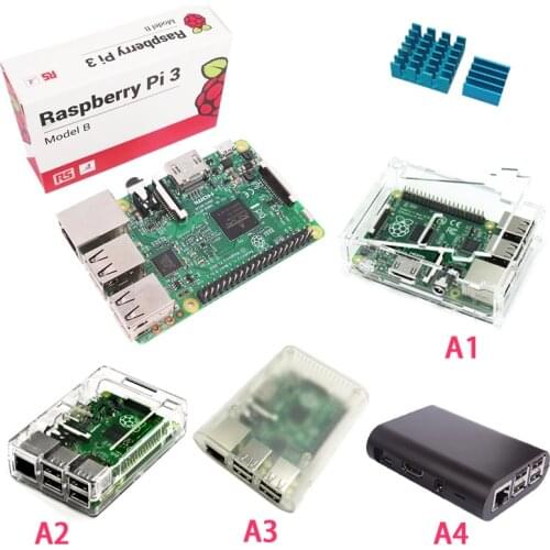RS Version Raspberry Pi 3 Model B+ABS Case Acrylic Case Clear Case+Aluminum Blue Heat Sink for RPI 3 with Free Shipping