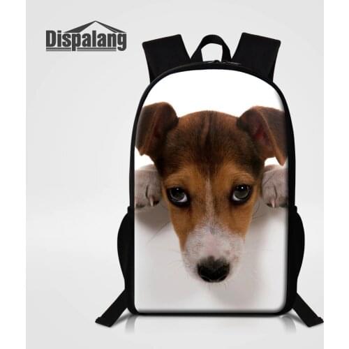 Dispalang Jack Russel Dog Printing Backpack For Boys Girls Pug Puppy Dog Knapsack Wolf Unicorn Animal Print Children School Bags