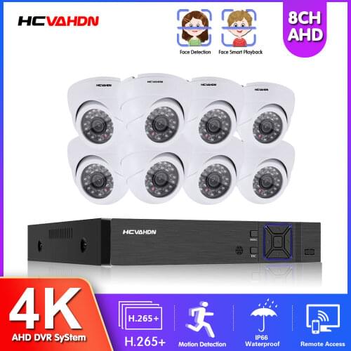 HCVAHDN CCTV Surveillance Camera Syatem 8CH 1080P AHD Camera System AHD DVR Video Recorder With 8PCS 2MP AHD Dome Camera kit