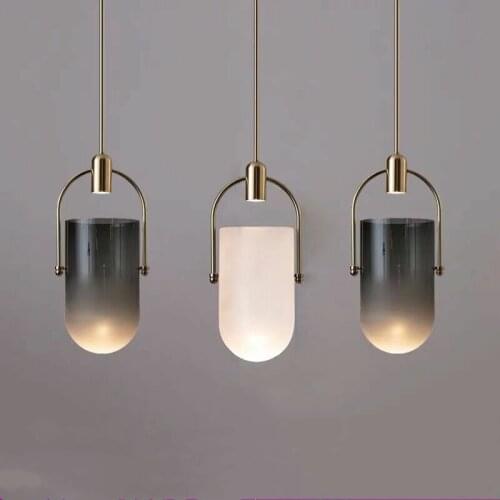 Nordic simple personality creative bucket glass chandelier restaurant bar aisle corridor bedroom bedside chandelier