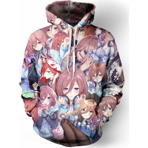 SOSHIRL Anime Bride Hoodies Funny Unisex Hooded Sweatshirt Kawaii Pink Nakano Pullovers Winter Top Hip Hop Streetwear Dropship