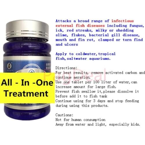 100pcs Tablets Fish Aquarium Medication Freshwater Saltwater Fish Bacterial Infection Treatment General Drug Basic Health Care