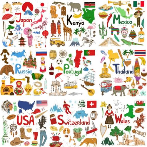 Iron on Animal Flag Patches Punk Skull Thermo Stickers on Clothes ApplicationHeat Transfer Decor Badges Appliques DIY T-shirt E