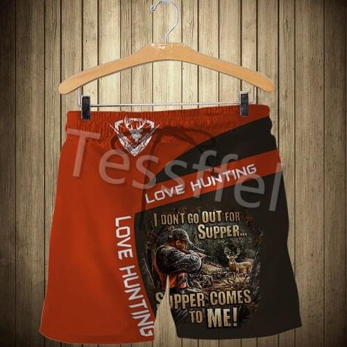 Tessffel Hunting Animal Deer Hunter 3D Printed Fashion Harajuku Newest Summer Mens Casual Shorts Short Unisex Pants Style-1