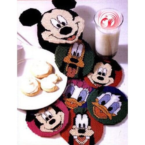 DIY handmade three-dimensional wool cross stitch cartoon cup mat