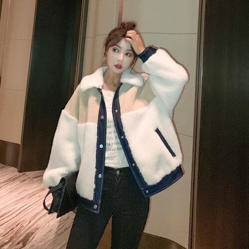 Women 2021 Autumn Winter Fashion Elegant Jacket Faux Fur Coat Female Turndown-collar Loose Plush Coats Lady Casual Outwear C400