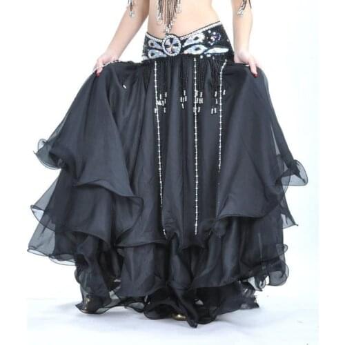 High Quality Women Sexy Belly Dance Costume Skirts 3 Rows Belly Dancing Skirt Chiffon for Sale 12 Colors Available