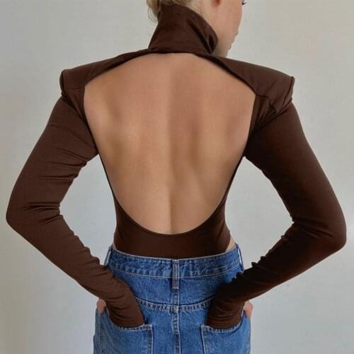 Winter Women Bodysuit Backless Long Sleeve Tops Sexy Party Club Bodysuit Casual Rompers Jumpsuit Female Skinny Overalls