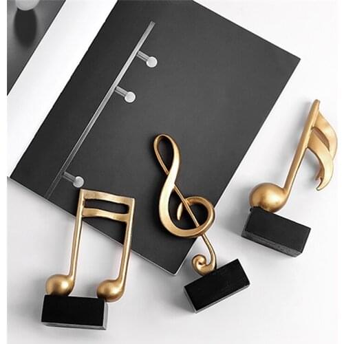 Golden Mini Musical Note Model Living Room Desktop Art Statuette Figurine Resin Ornament Photo Props Home Decoration Accessories