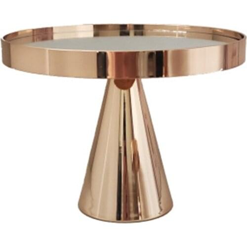 Gold Cake Stand Mirror Top Round Ornate Metal Plateau Riser Cupcake Display Dessert Plates for Wedding Event